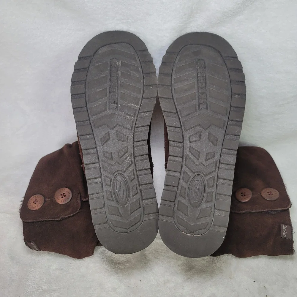 Skechers Australia Chocolate Brown Suede Boots Apres Ski Cabincore Slouch 8.5